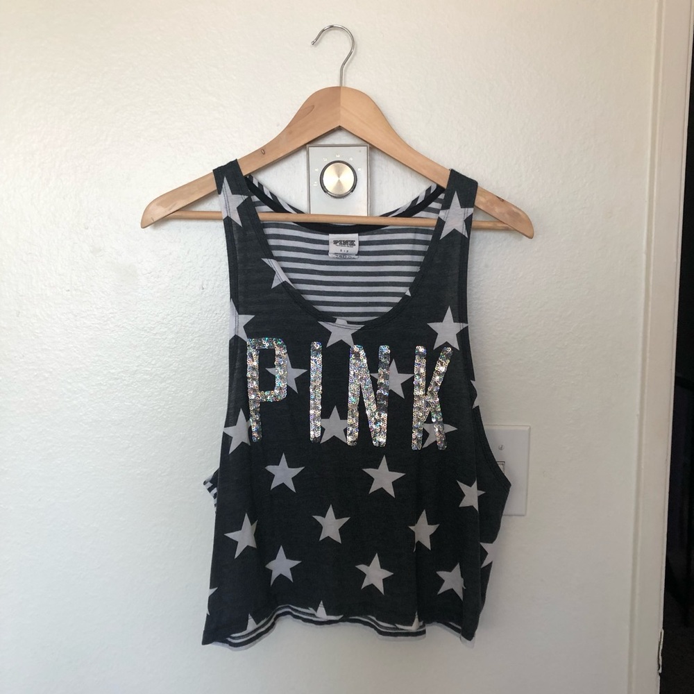 VS Pink Stars & Stripes Cropped Muscle Tank